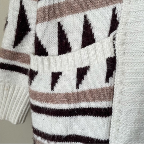 JOIE Aztec Tan Brown Long Sleeve Open Front Duster Sweater Cardigan Small - Picture 16 of 16